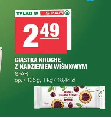 Ciastka kruche z nadzieniem wiśniowym SPAR promocja w SPAR
