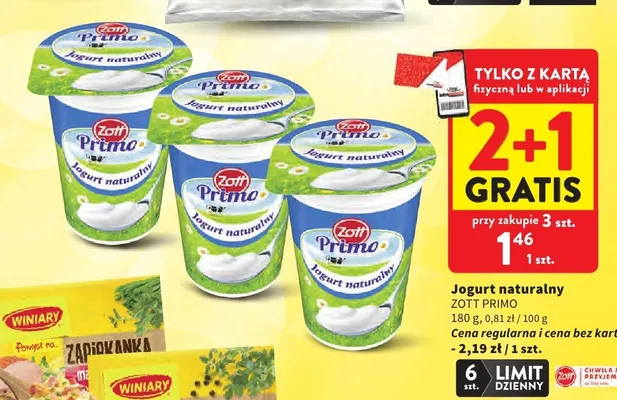 Jogurt naturalny Zott Primo promocja w Intermarche