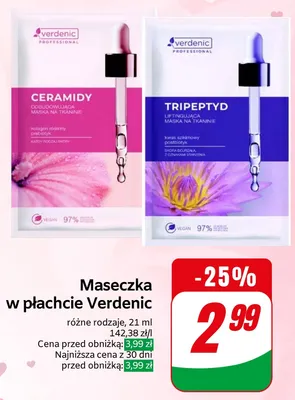 Maseczka w płachcie Verdenic Ceramidy odbudowująca promocja w Dino