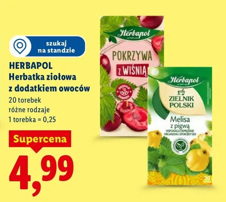 Herbatka ziołowa z dodatkiem owoców promocja w Lidl