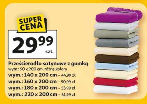 Prześcieradło satynowe z gumką promocja w Auchan