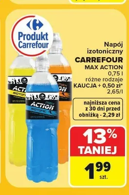 Napój izotoniczny Carrefour Max Action wieloowocowy promocja w Carrefour Market