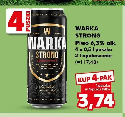 Piwo Warka Strong 4-pak promocja w Kaufland