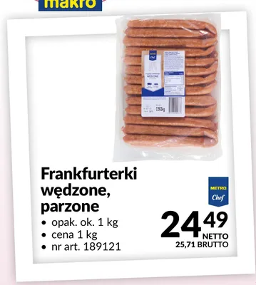 Frankfurterki wędzone parzone METRO Chef promocja w Makro