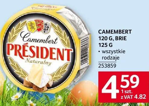 Ser camembert President 120 g, Brie 125 g promocja w Selgros