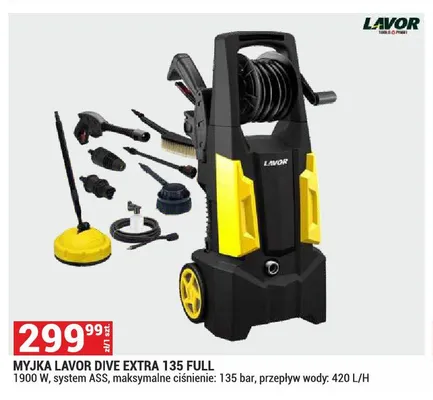 Myjka LAVOR DIVE EXTRA 135 FULL 1900W system ASS maksymalne ciśnienie: 135 bar przepływ wody: 420l/h promocja w Merkury Market