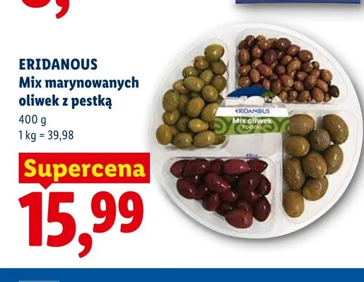 Mix marynowanych oliwek z pestką Eridanous promocja w Lidl