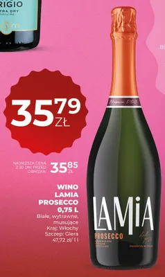 Wino Lamia Prosecco białe wytrawne musujące promocja w Duży Ben