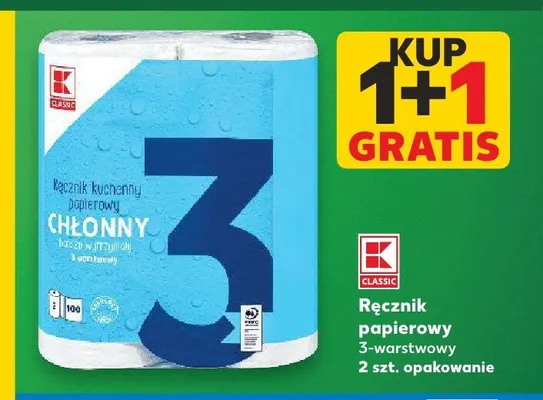Ręcznik papierowy 3-warstwowy K-Classic 2-pak promocja w Kaufland