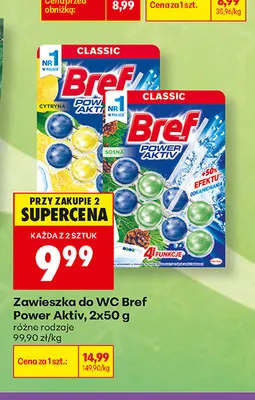 Zawieszka do WC Bref Power Aktiv 2-pak promocja w Biedronka