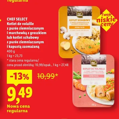 Kotlet de volaille z purée ziemniaczanym i marchewką z groszkiem Chef Select promocja w Lidl