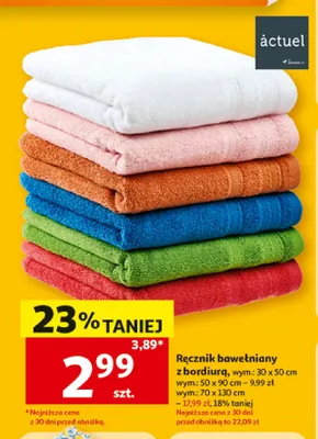 Ręcznik bawełniany z bordiurą Actuel 30x50 cm promocja w Auchan