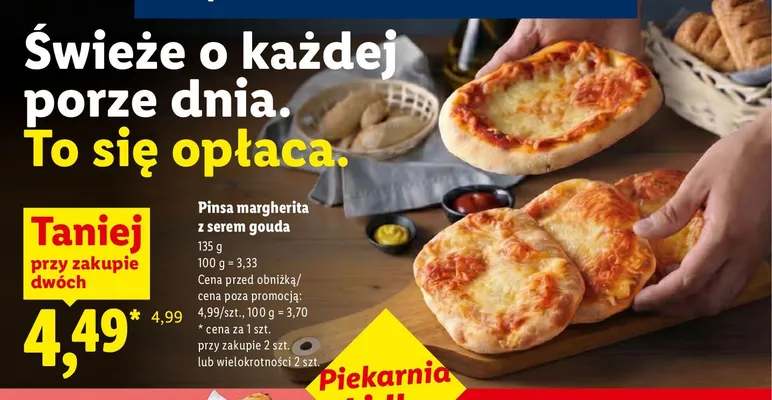 Pinsa margherita z serem gouda promocja w Lidl