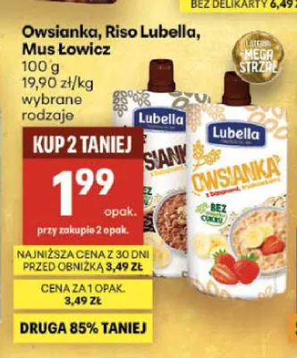 Owsianka z bananami i truskawkami Lubella promocja w Delikatesy Centrum