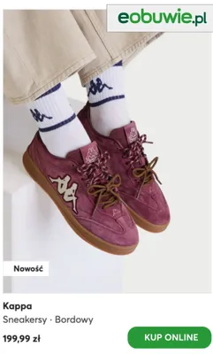Sneakersy Kappa bordowe promocja w eobuwie.pl