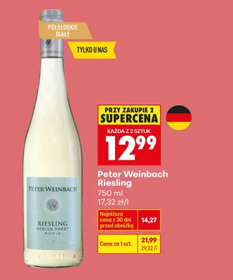 Wino Riesling Medium Sweet Rhine Wine promocja w Biedronka