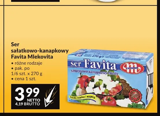 Ser sałatkowo-kanapkowy Favita Mlekovita promocja w Makro