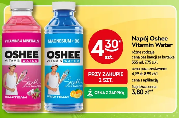 Napój Oshee Vitamin Water Magnesium + B6 promocja w Żabka