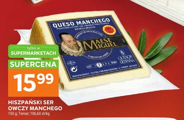 Hiszpański ser owczy Manchego Maese Miguel promocja w Stokrotka