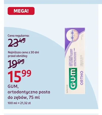 Ortodontyczna pasta do zębów GUM promocja w Rossmann