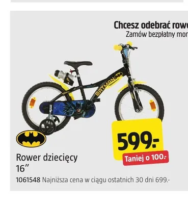 Rower dziecięcy Batman 16" promocja w Jula