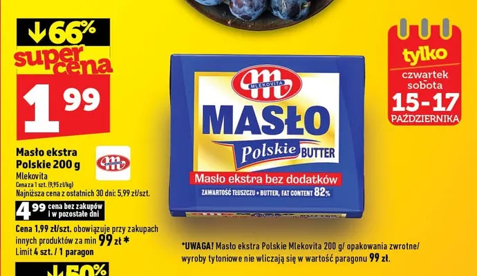 Masło ekstra Polskie Mlekovita promocja w TOPAZ
