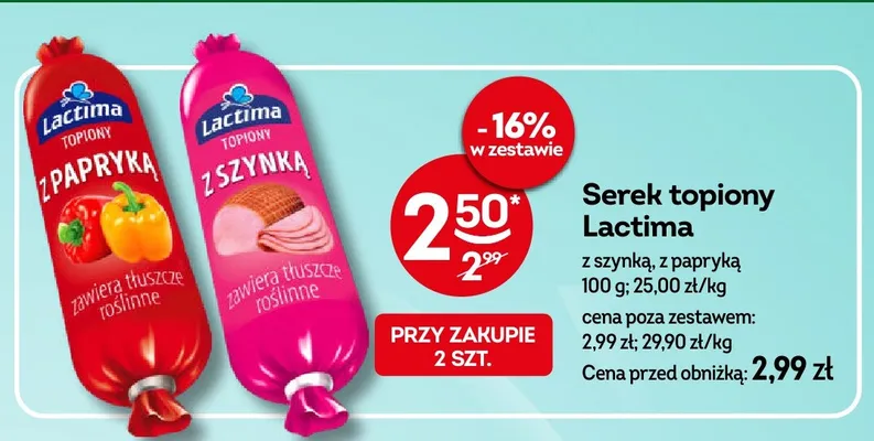 Serek topiony Lactima z szynką promocja w Żabka
