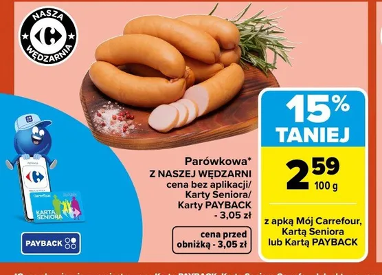 Parówkowa Z NASZEJ WĘDZARNI promocja w Carrefour Market