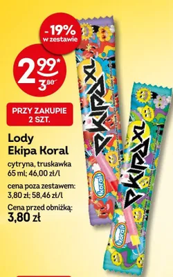 Lody Ekipa Koral cytryna promocja w Żabka