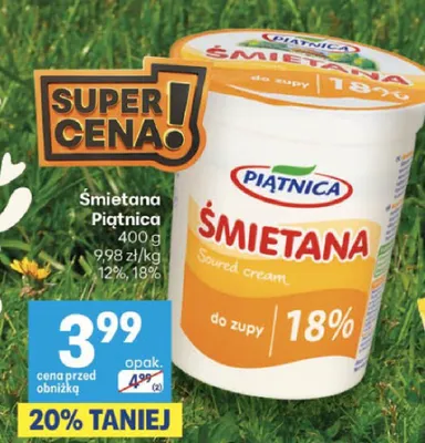 Śmietana Piątnica 18% promocja w Delikatesy Centrum