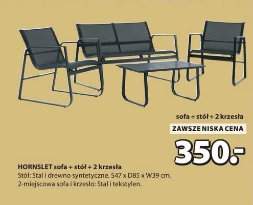 Sofa + stół + 2 krzesła promocja w Jysk