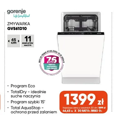 Zmywarka GV561D10 Gorenje promocja w Max Elektro