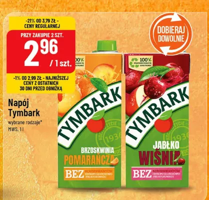 Sok Tymbark wybrane rodzaje promocja w POLOmarket