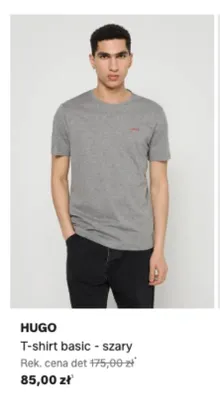 T-shirt HUGO basic szary promocja w Lounge by Zalando