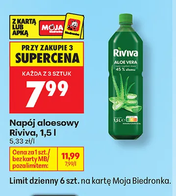 Napój aloesowy Riviva promocja w Biedronka