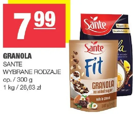 Granola sante wyłącznie rodzaje promocja w SPAR