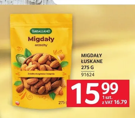 Migdały łuskane Bakalland promocja w Selgros
