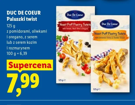 Paluszki twist z serem kozim i rozmarynem Duc De Coeur promocja w Lidl