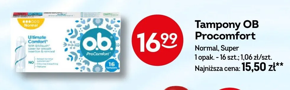 Tampony OB Procomfort Normal promocja w Żabka